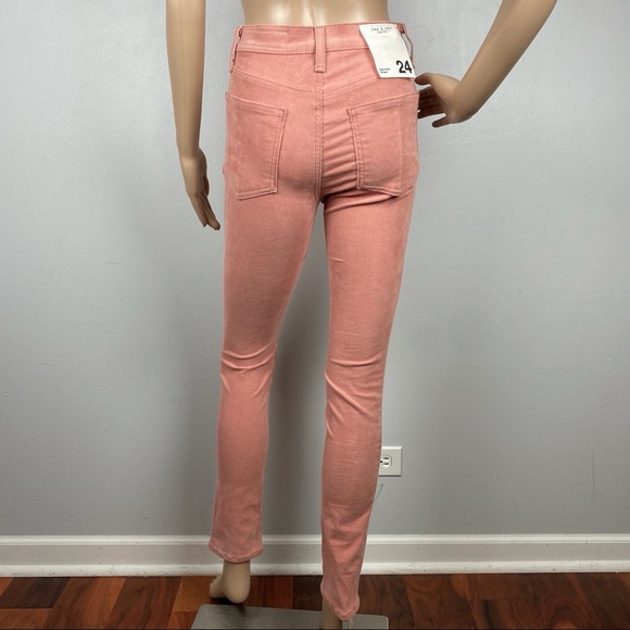 NEW RAG & BONE REVOLVE PINK HIGH-WAISTED CORDUROY PANTS - Picture 7 of 8